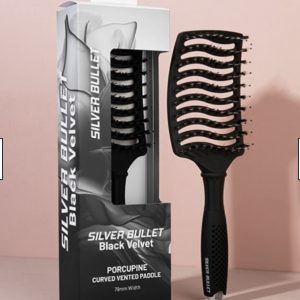 Silver Bullet Black Velvet Curved Vent Porcupine Paddle Brush