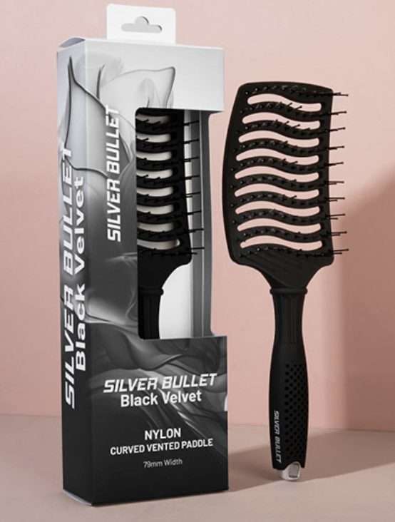Silver Bullet Black Velvet Curved Vent Paddle Brush